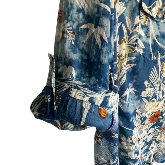 Jak Women's 100% Cotton Floral Button Down Shirt in Royal Made in USA Size XL - Picture 5 of 10